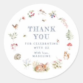 Adesivo Redondo Woodland Forest Animals Thank You Sticker