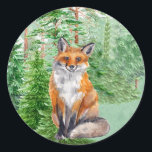 Adesivo Redondo Woodland Fox Christmas Stick<br><div class="desc">Woodland Fox Christmas Stick</div>