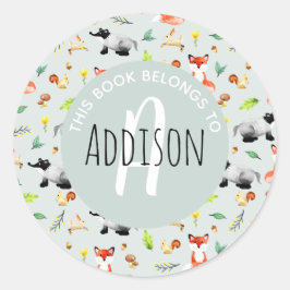 Adesivo Redondo Woodland Fox Este Livro Pertence A Nome Crianças