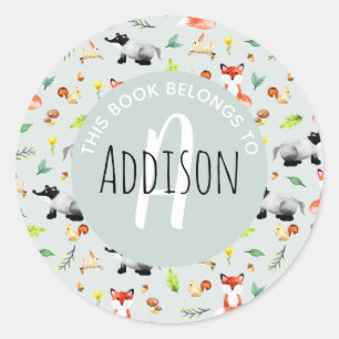 Adesivo Redondo Woodland Fox Este Livro Pertence A Nome Crianças