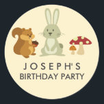 Adesivo Redondo Woodland Friends Birthday Sticker<br><div class="desc">Produtos correspondentes na loja Paper Love Design!</div>