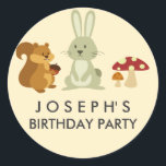 Adesivo Redondo Woodland Friends Birthday Sticker<br><div class="desc">Produtos correspondentes na loja Paper Love Design!</div>