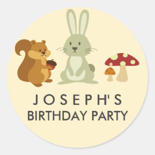 Adesivo Redondo Woodland Friends Birthday Sticker