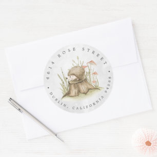 Adesivo Redondo Woodland Hedgehog Forest Baby Return Address