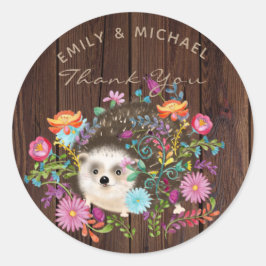 Adesivo Redondo Woodland Hedgehog Stickers para Favor, Russo
