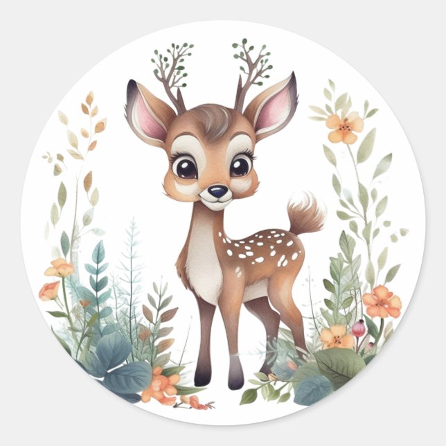 Adesivo Redondo Woodland Nursery Fawn (Frente)