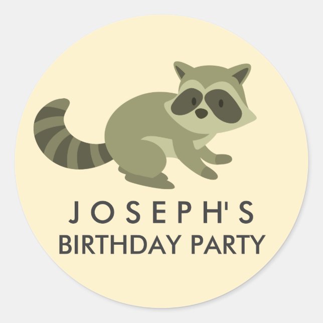 Adesivo Redondo Woodland Raccoon Birthday Sticker (Frente)