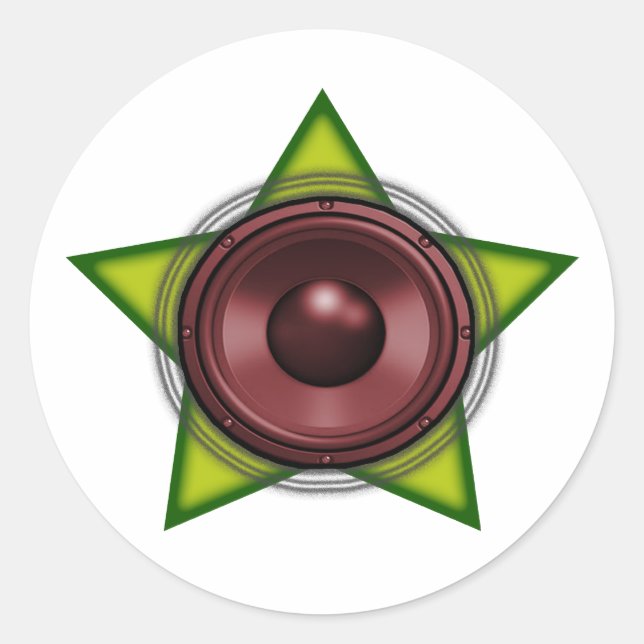 Adesivo Redondo Woofer Rasta star Dub Reggae Dubstep (Frente)