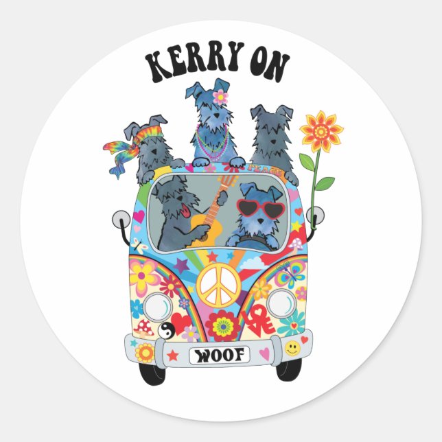Adesivo Redondo Woofstock Kerry Blue Terrier Classk Round Sticker (Frente)