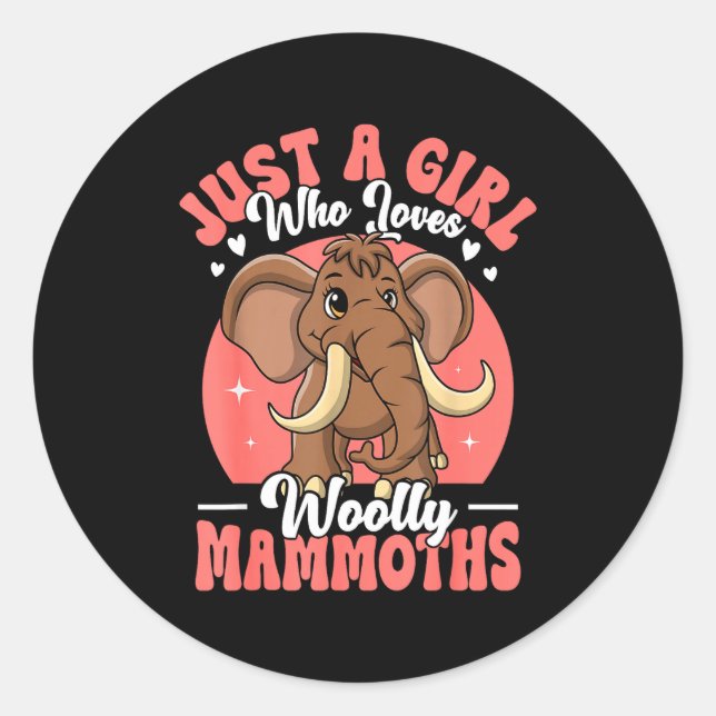 Adesivo Redondo Woolly Mammoth Costume For Girls Who Love Mammoths (Frente)