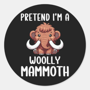 Adesivo Redondo Wooly Mammoth Costume Boys Girls Easy Halloween C