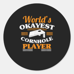 Adesivo Redondo Words Okayest Cornhole Player