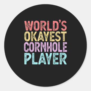 Adesivo Redondo Words Okayest Cornhole Player Funny Cornhole