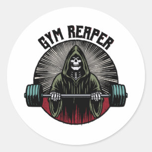 Adesivo Redondo Workout do Gym Reaper
