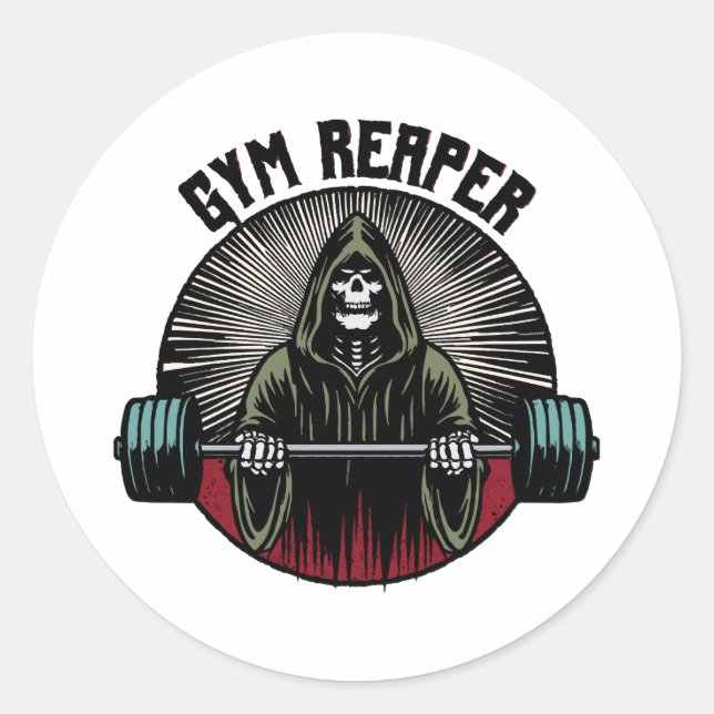 Adesivo Redondo Workout do Gym Reaper (Frente)
