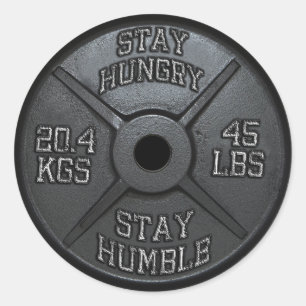 Adesivo Redondo Workout - Fique Com Fome, Fique Humilde - Barbell