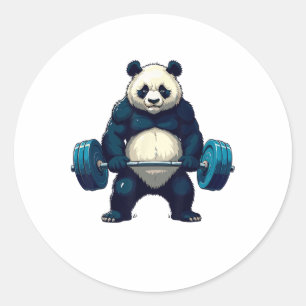 Adesivo Redondo Workout Panda Deadlifter Engraçado Tee Gym Levanta