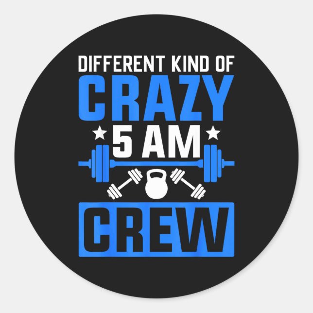 Adesivo Redondo Workout Squad 5am Crew Funny Gym Quote  (Frente)