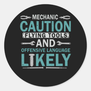 Adesivo Redondo Workshop de garagem mecânica sarcástica