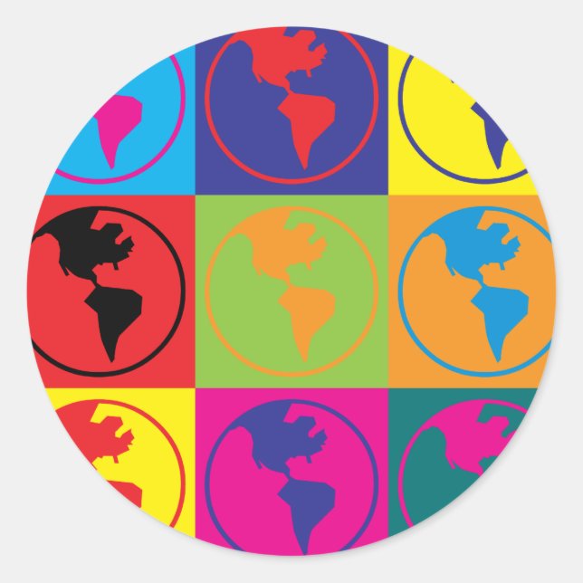 Adesivo Redondo World Domination Pop Art (Frente)