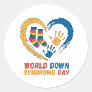 Adesivo Redondo World Down Syndrome Day Awareness family Support