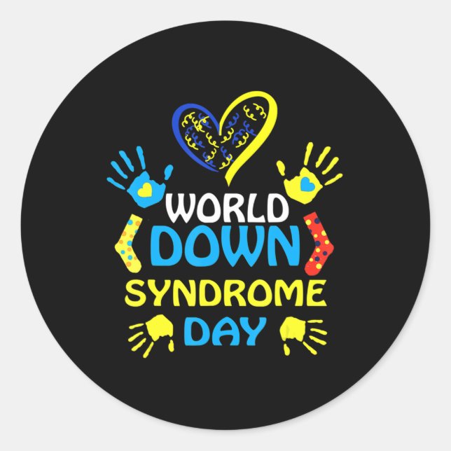Adesivo Redondo World Down Syndrome Day  Support and Awareness 3.2 (Frente)