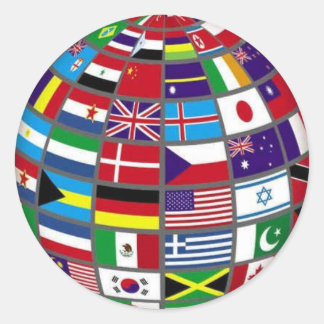 Adesivo Redondo World Flagers on Globe Sticker