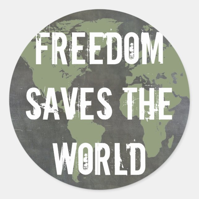 Adesivo Redondo World Freedom Sticker (Frente)