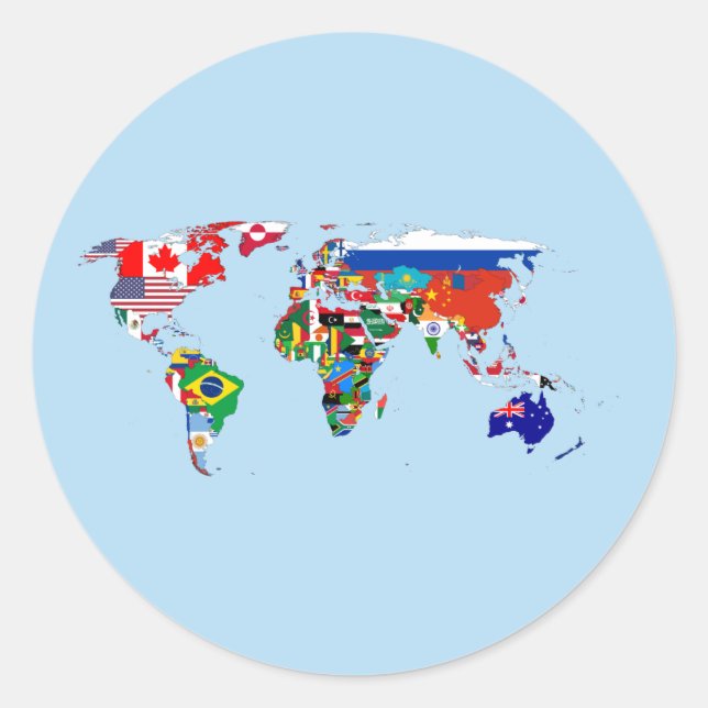Adesivo Redondo World Map of Flags Sticker (Frente)