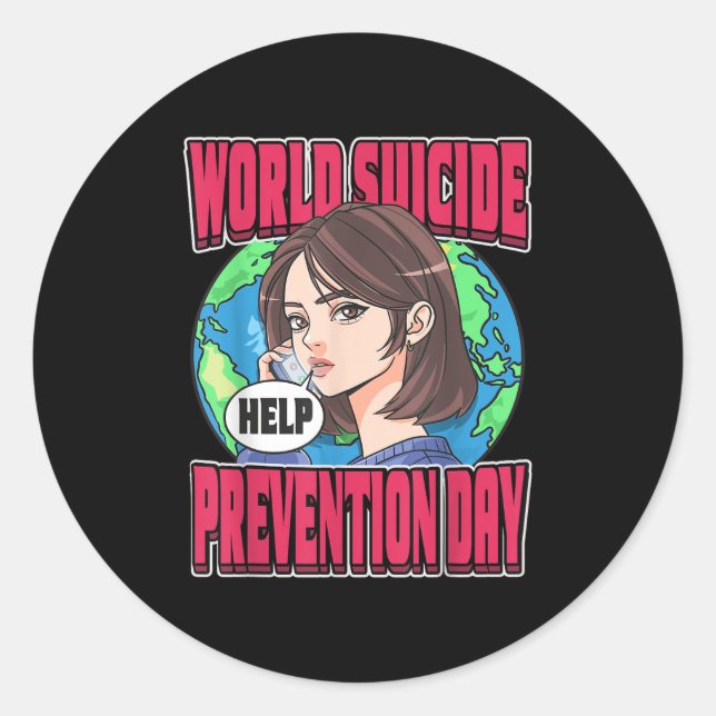 Adesivo Redondo World Suicide Prevention Day Awareness September 1 (Frente)