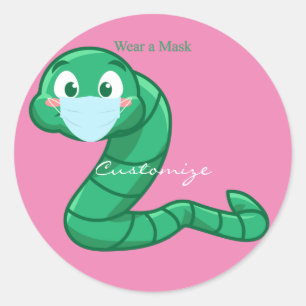 Adesivo Redondo Worm Kawaii Verde Thunder_Cove