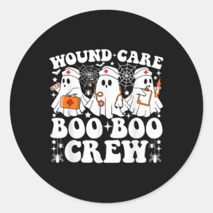 Adesivo Redondo Wound Care Boo Boo Crew Enfermeira Funny Ghost Hal