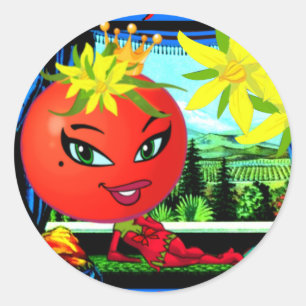 Adesivo Redondo WQ STICKER #2 : Tomate Rainha Saucy.