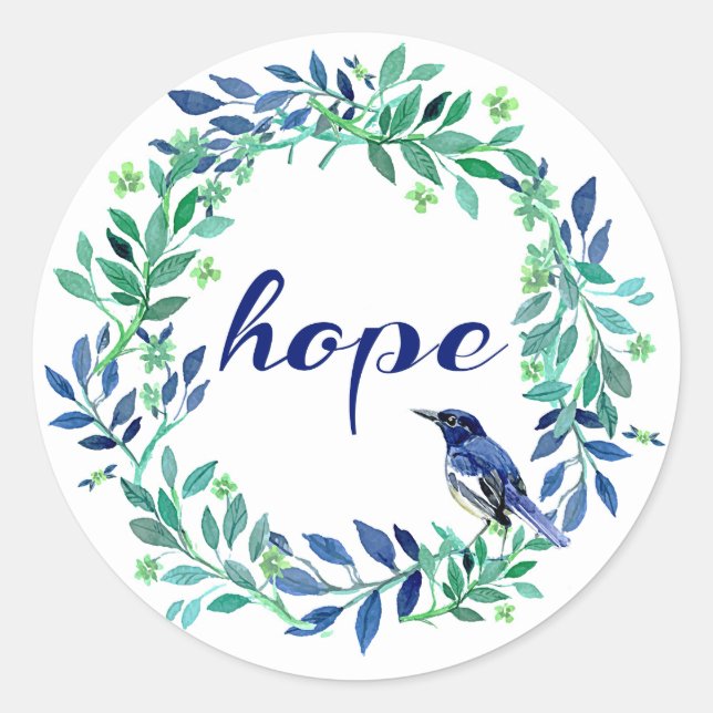 Adesivo Redondo Wreath, Bird E Hope Cote (Frente)
