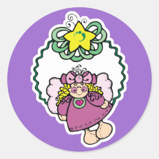 Adesivo Redondo wreath de anjo de natal fofo