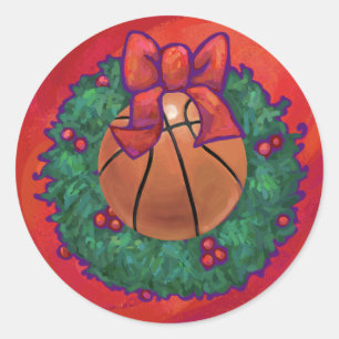 Adesivo Redondo Wreath de Natal Dentro de basquete