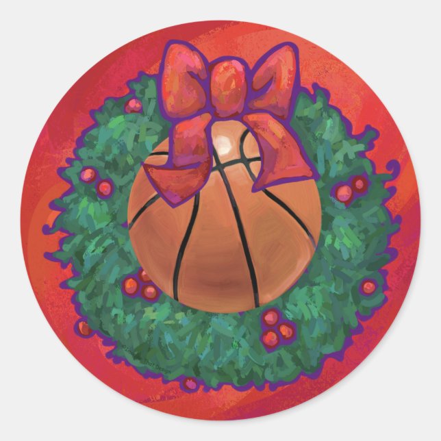 Adesivo Redondo Wreath de Natal Dentro de basquete (Frente)