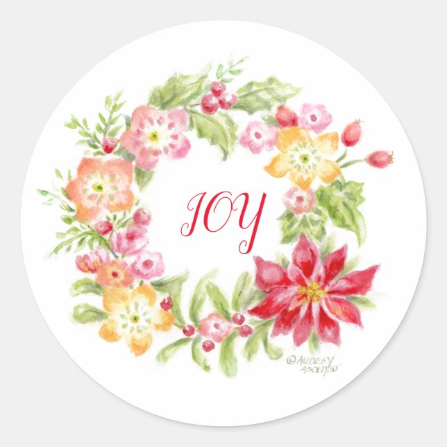 Adesivo Redondo Wreath Floral Medley Stickers (Frente)