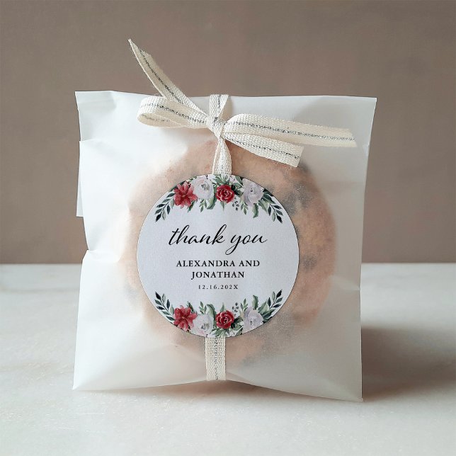 Adesivo Redondo Wreath Natal | Feriado Floral Clássico (Criador carregado)