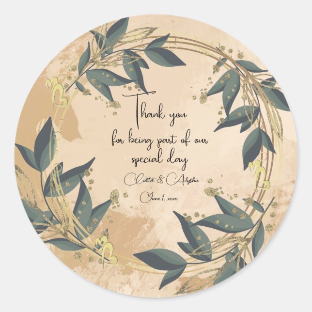Adesivo Redondo Wreath Olive Personalizada (Frente)