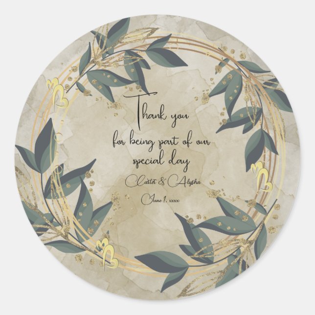 Adesivo Redondo Wreath Olive Personalizada (Frente)