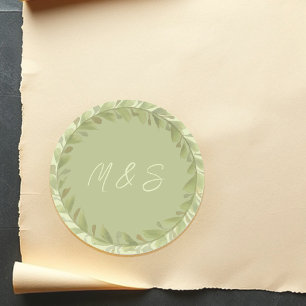 Adesivo Redondo Wreath Verde Elegante Personalizada