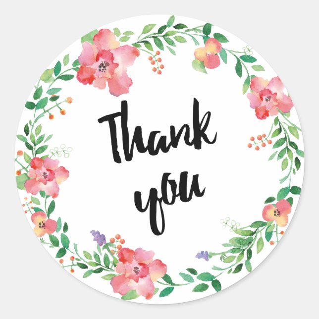 Adesivo Redondo Wreath Watercolor (Frente)