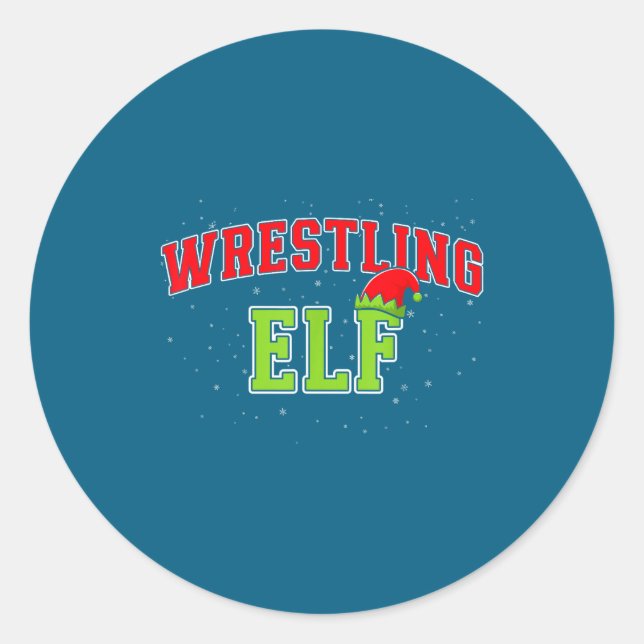 Adesivo Redondo Wrestling Elf Christmas Family Matching Group Xmas (Frente)