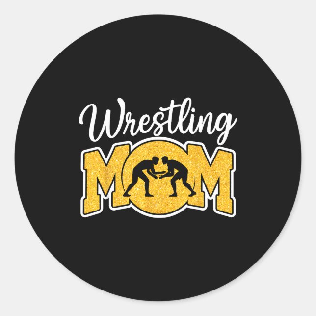 Adesivo Redondo Wrestling Mom Funny Wrestle Wrestler Parent Mother (Frente)