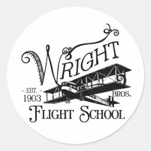 Adesivo Redondo Wright Bros. Escola do vôo