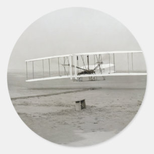Adesivo Redondo Wright Brothers Flyer First Plane Flight Aviation