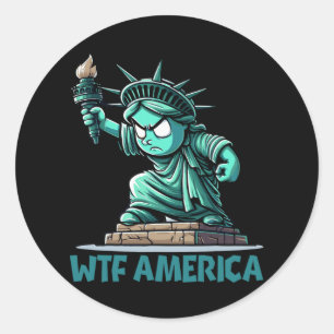 Adesivo Redondo Wtf América Anti-Trump Política E Democracia