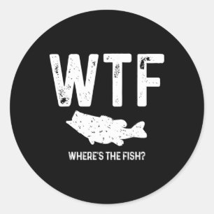 Adesivo Redondo Wtf Onde Está O Peixe Largemouth B Engraçado Gi