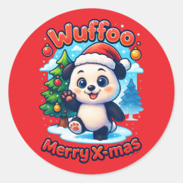 Adesivo Redondo Wuffoo Poppi Merry Natal Kawaii 3D Feriado